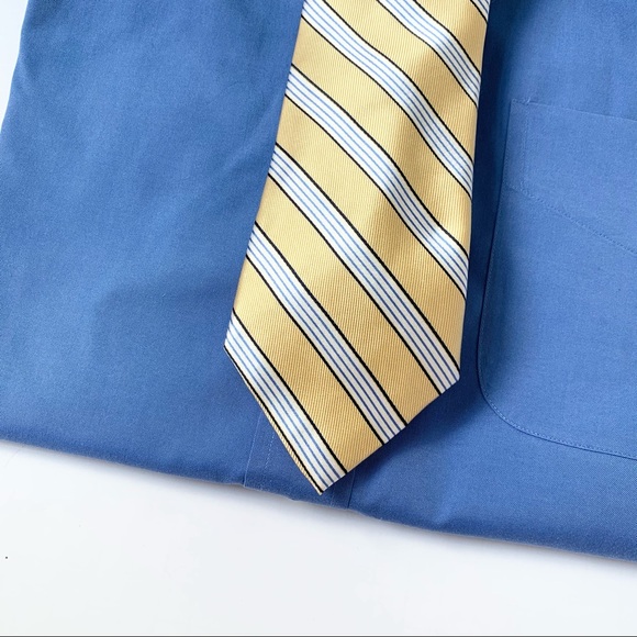 Men’s Yellow Blue Striped Nautical Tie - Picture 8 of 8